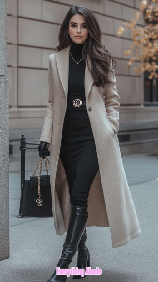Decorative Button Turtleneck Sweater Dress main image 0