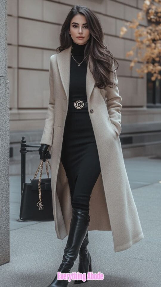 Designer Turtleneck Split Sweater Dress