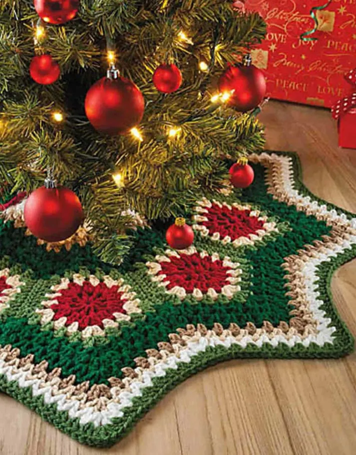 Vintage Christmas Crochet Pattern Granny Ripple Christmas Tree Skirt